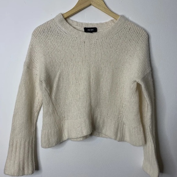 ME EM Sweaters - ME+EM Women's Jumper S White Cashmere with Silk Round Neck Pullover